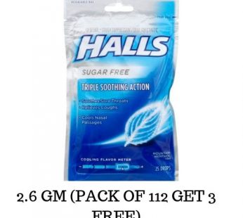HALLS MENTHOL JAR 2.6GM (PACK OF 112 GET 3 FREE)